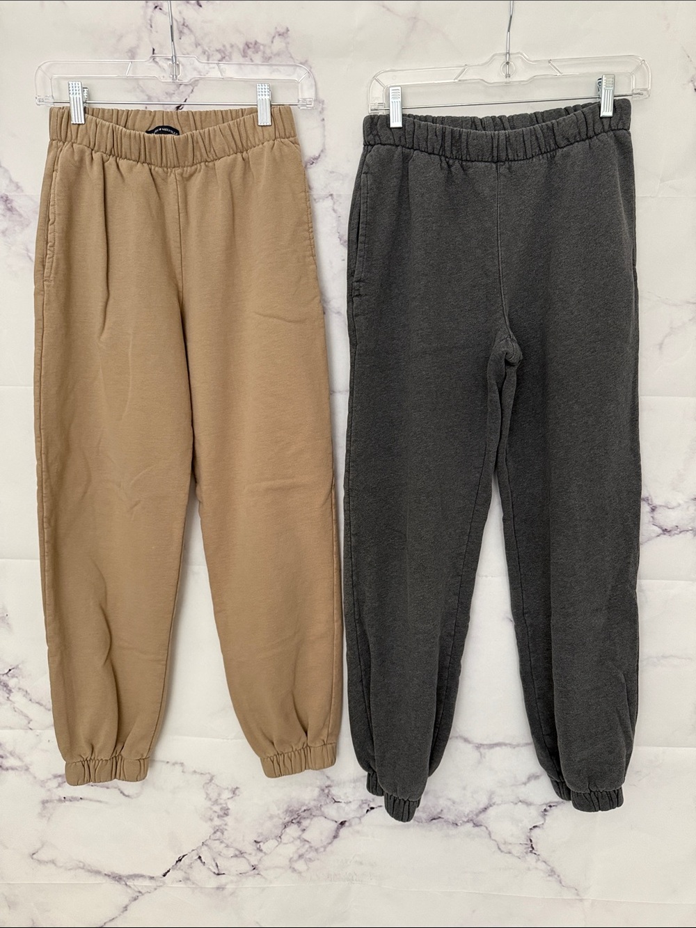 Brandy Melville two-piece bundle, gray and tan joggers